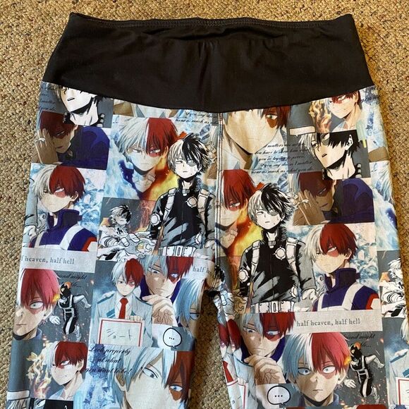 Girl Pull On Leggings Size S Anime Cartoon Print Stretch Casual Emo Active Pants - Picture 6 of 7